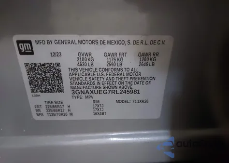 2024 Chevrolet Equinox Awd Lt from USA, damaged, VIN 3GNAXUEG7RL245981